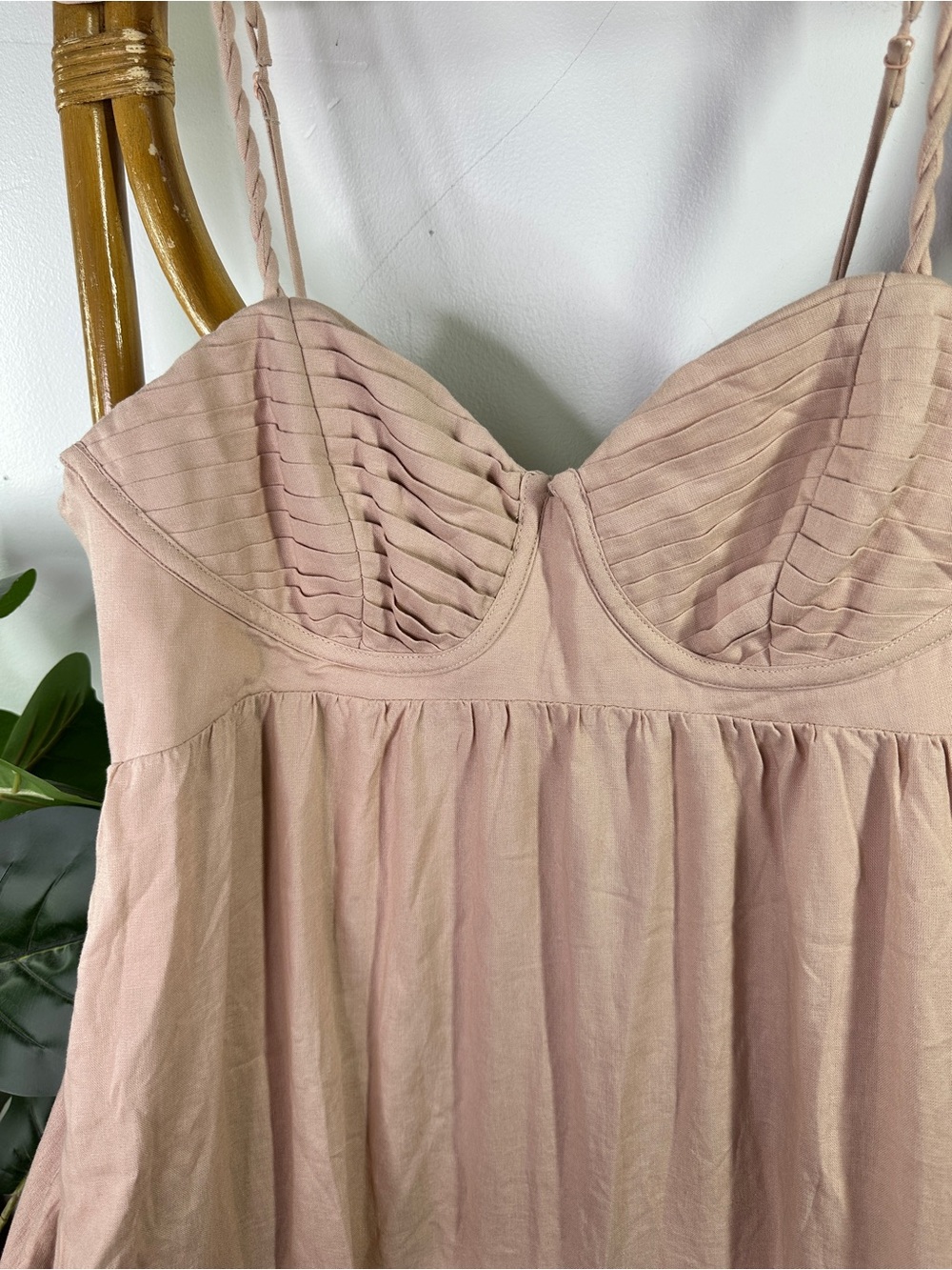 NWT Farm Rio Linen Blend Pleated Colorblock Dress sz L - Picture 8 of 10